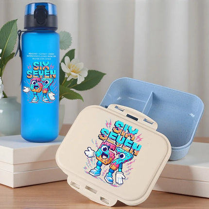 2pcs Steal A Brainrot Bento Lunch Box Water Bottle 67 Six Seven Cartoon Printed Lunch Box Boys School Supplies Children Gifts