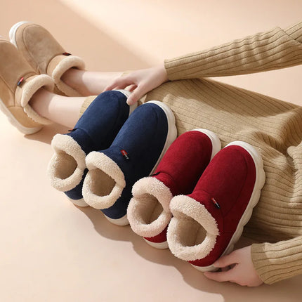 Bebealy New Winter Men Slippers Warm Cotton Shoes Men Indoor Fluffy Fuzzy Men Boots Outdoor Nonslip House Ankle Boots Shoes Men