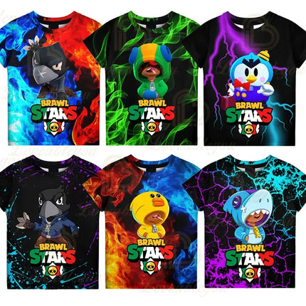 Brawling-Heros 6 To 19 Years Kids Shark T Shirts Mr.P Game 3D Boys Girls Cartoon Tops Teen Clothes