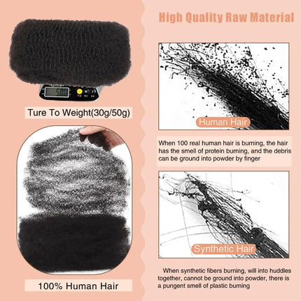 10-18 Inches Afro Kinky Bulk Human Hair Natural Color Bulk Human Hair Remy Hair Bundle Bulk Hair for Braiding Hair Extensions