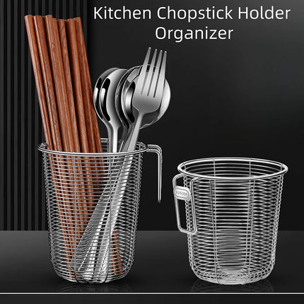 304 Kitchen Chopstick Holder Organizer Hanging Wall Stainless Steel Tableware Drainer  Fork Spoon Chopsticks Dishwasher Basket