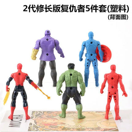 5Pcs Avengers: Captain America Thor Hulk Iron Man Figurine Doll Marvel Vinyl Face Figurines Toys Funny Decor Model Kids Toys