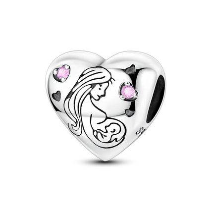 2026 Romantic Pink Color Charms Bead 925 Sterling Silver CZ Zircon Love Heart Pendants Fit Original Bracelet DIY Jewelry Gift