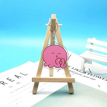 Anime Takopi’s Original Sin Cosplay Keychain Kawaii Pink Octopus Acrylic Pendant Key Chain Keyring Bag Accessories Prop Gift