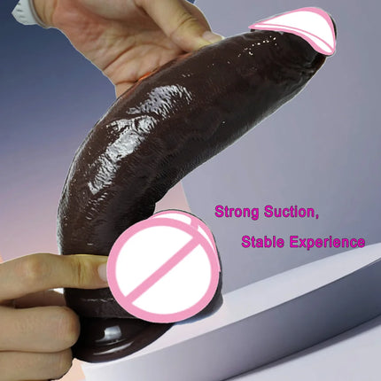Black Realistic Dildo with Strong Suction Cup Large Penis Liquid Silicone Sex Toy for Women Men Adults Pleasure