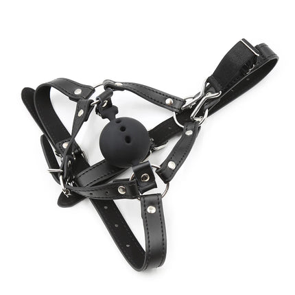 Couples Cosplay Open Mouth Gag BDSM Bondage Restraints Breathable Ring Harness Strap Fetish Silicone Gag Ball Sex Toys For Women