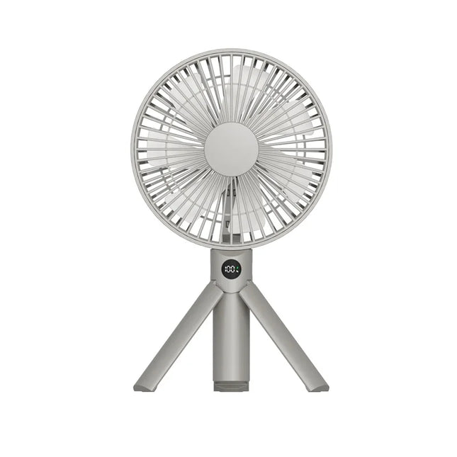 XIAOTREE Portable Handheld Rechargeable Fan LED Digital Display 180°Adjustable Rechargeable Fan 4 Speed Wind Camping Tripod Fan