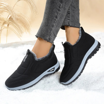 Women's Thickened Fleece Lined Boot Comfortable Warm Cotton Shoes round Toe Flat Heel Casual Style Ideal for Winter Season