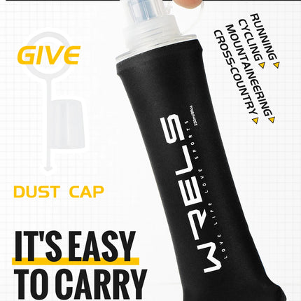 WRELS Water Bottle TPU Folding Soft Flask Outdoor Sport Water Bag Collapsible Water Bottle 500ml For Running Camping BPA Free