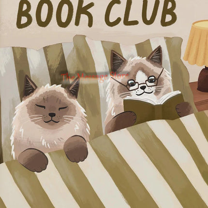 Funny Cats Cartoon Minimalist Drawing Lazy Cat in Bed Cozy Bedroom Pets Lovers Poster Canvas Painting Wall Pictures Home Decor