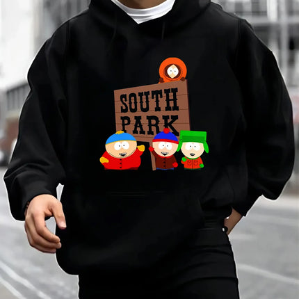 South Park Print Fashion New Graphic Hoodies Men Nuevo En Sudaderas Black White Clothing Design New Sudaderas Para Hombre