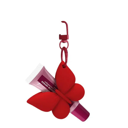 Silicone Lip Balm Holder with Clip-On Keyring and Sweet Bowknot for Outdoor Adventures