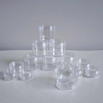 50pcs 5g 10g 15g 20g Mini Empty Clear Cosmetic Jars Refillable Travel Size for Eyeshadow Lip Gloss Cream Lotion Makeup Storage