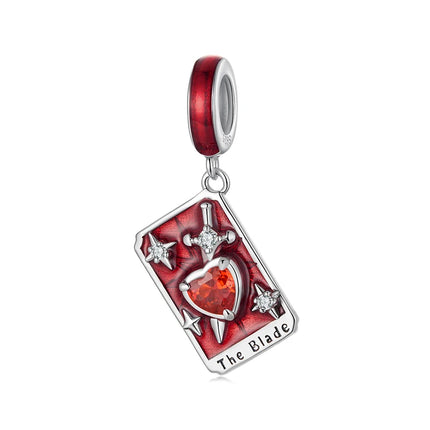 WOSTU 925 Sterling Silver Colorful Tarot Cards Charm Pendent Magic Star Moon Sun Lover Bead Fit DIY Bracelet Necklace Women Gift