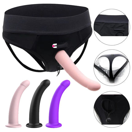 Silicone Strap On Dildo Panties, Realistic Harness Underwear with Removable Dildo for Women Lesbian Couples, Adjustable Strap-on