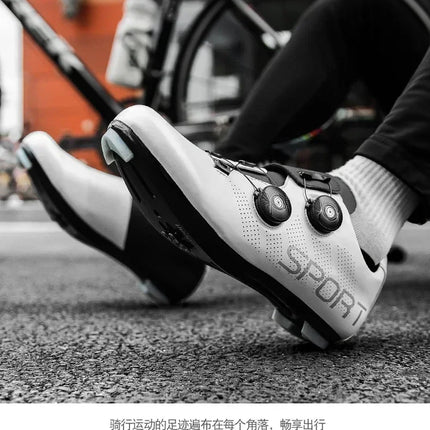 Cycling Shoes Road Bike Men White Breathable SPD Self-Locking Cleat Racing Road Bike Shoes Women Flat MTB Bicycle Sneakers