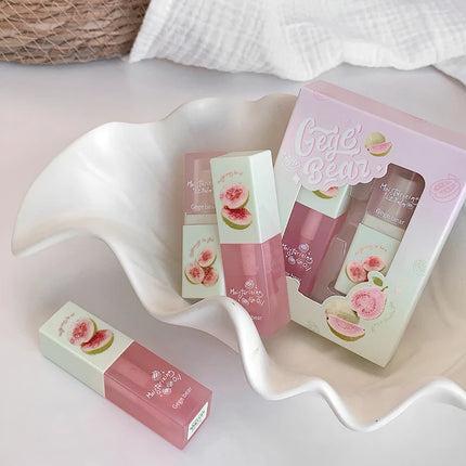 Guava Hydrating Lip Balm and Lip Oil Set Gege Bear Light Moisturizing Soothing and Tender Lips for Winter Use