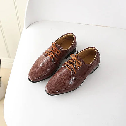 Iawesome Boys Leather Shoes Kids Flats Lace-up Children's Wedding Shoes For Toddlers Boy Big Boys Fashion For Performance