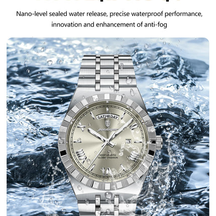 POEDAGAR Luxury Fashion Man Wristwatch Week Date Waterproof Luminous Men's Clock Stainless Steel Quartz Business Watches For Men