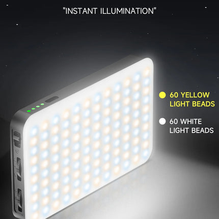 Portable Selfie Light Phone Fill Light 3000mAh Rechargeable Video Photography Light 120 LED 2500K-9000K Dimmable for Live Vlog