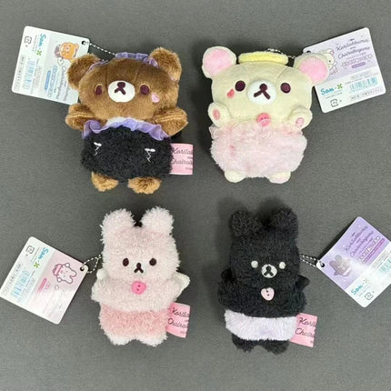 Kawaii Halloween Little Rilakkuma Plush Doll Keychains angel Pink bunny Devil relaxe Bear Sister Korilakkuma Bear Bag Pendant