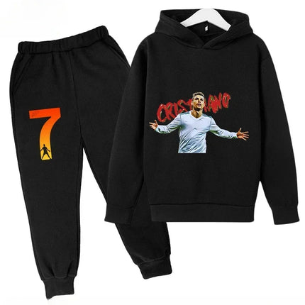 Spring Autumn Cr7 Ronaldo 3-12Y Children's Set Hoodie+Pants Suit 2-piece Set Boys Girls Casual Kids Tracksuits