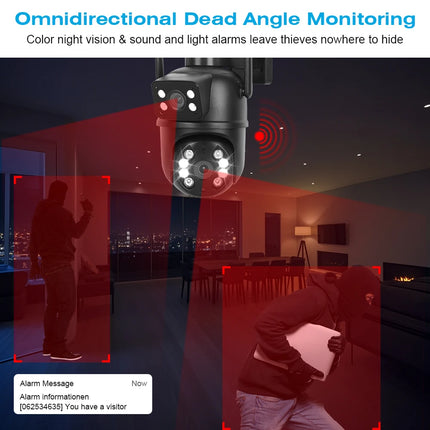 8MP 4K Dual Lens Dual Screens PTZ Wifi Camera AI Human Detection Wireless Outdoor CCTV Security IP Camera