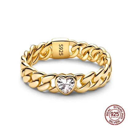New 925 Silver Sun and Moon Love Princess Zircon Oxide Enamel Heart Love Ring Fashion Fine Jewelry For Women Gift Hypoallergenic