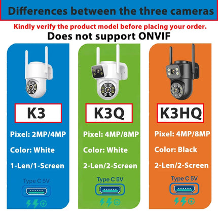 Dual Screen WiFi Security Camera 4K 8MP Dual Lens Surveillance Camera Human Detection Night Vision 5X Zoom Home Outdoor Security