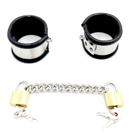 BDSM bondage restraints stainless steel silicone hand ankle cuffs sex toys for couples bed bondage chastity handcuffs