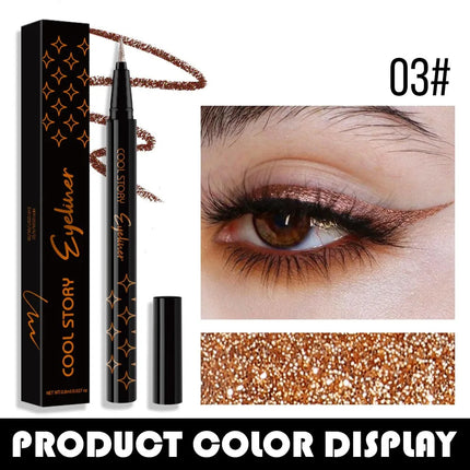 Waterproof Glitter Eyeliner Pen Eye Shadow Stick Long-Lasting Quickly Dry Diamond Shining 9-color Liquid Eyeliner Big Eye Makeup