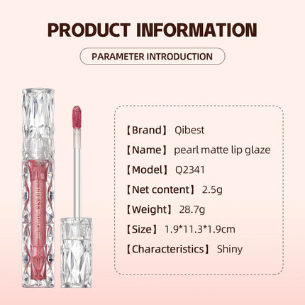 QIBEST Shimmer Lip Gloss Diamond Glitter Lip Tint Waterproof Long Lasting Matte Liquid Lipstick Red Purple Lipgloss Women Makeup