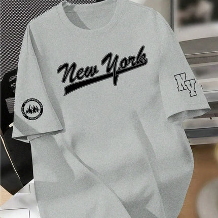 New men's summer design letter print soft and breathable round neck T-shirt summer outdoor street quick drying top