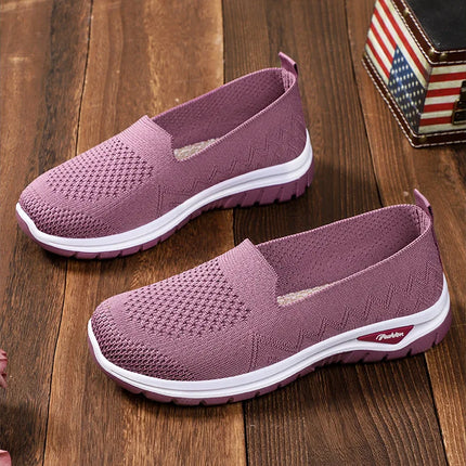 Women Walking Shoes High Quality Women Tennis Sneakers Fashion Lady Breathable Shoe Slip On Knit Upper Non Slip Workout 2025