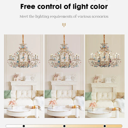 European Floral Design Chandelier Modern Rose Decorative Chandelier Lighting Nordic Living Room Ceramic Flower Chandelier