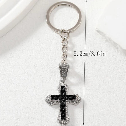 Street 1pc Shiny Rhinestone Cross Charm Gorgeous Keychain