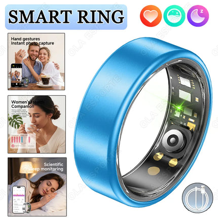 R09 Smart Ring Men Women with Charging Case,Heart Rate Blood Oxygen,Skin Temperature Monitor,5ATM Waterproof For Android iOS