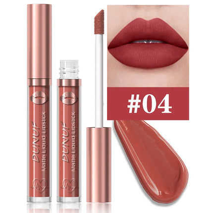 DUNUF 18 Color Matte Velvet Lipstick Waterproof Long-lasting Nude Matte Lip Gloss Clear Moisturizing Lip Oil for Women Makeup