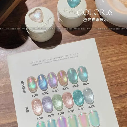 Ice Transparent Crystal Cat Eye Nail Polish Gel Mint Green Glass Bead Cat Eye Nail Magnetic UV Soak Off Gel Varnish Supplies