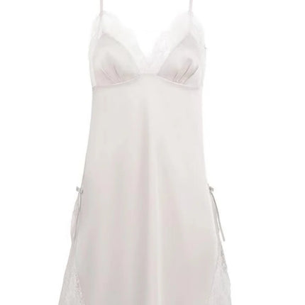Sexy Lace Splice Sleeveless V-Neck Halter Sleep Dress Large Size Summer Split Bottom Home Clothes Short Skirt Thin Model