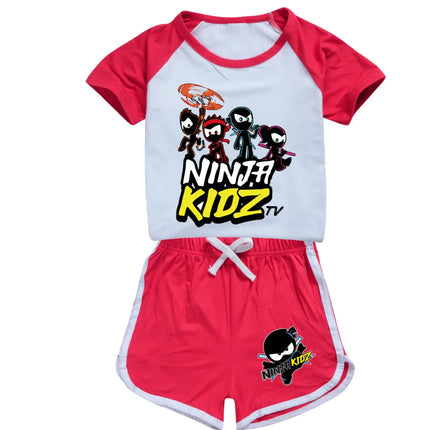Ninja Kidz Kids Clothes Cotton Sport Tracksuits T-shirts Sweatshirt Suit Cartoon Pattern Set Teenager Baby Boys Girls Clothing
