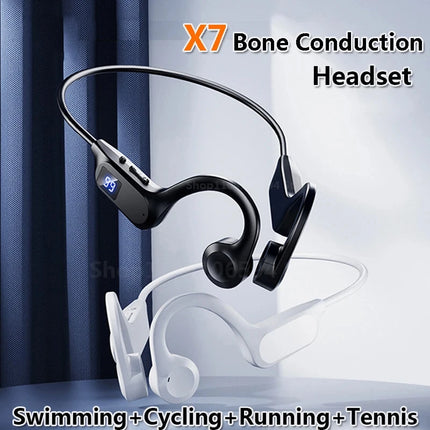 New Real Bone Conduction Wireless Earphone Sport Headphone Bluetooth-Compatible Headset Hands-free with Mic for Running