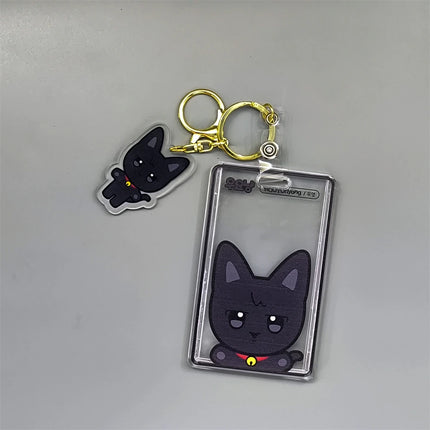 2-Pieces Pendant Kpop ATEEZ Keychain Acrylic Card Holder Photocard Sleeves Pendant Keyring Hongjoong Seonghwa Yunho San Mingi
