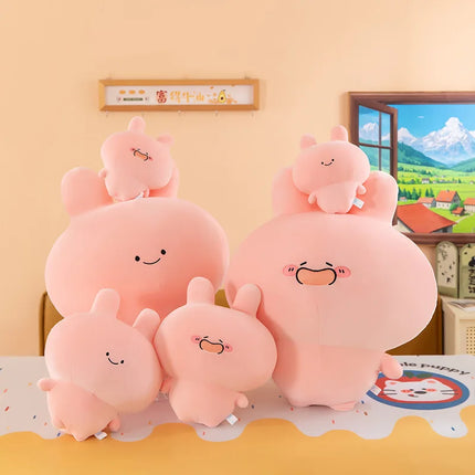 23cmAsamimi Doll Soothing Plush Doll Pink Rabbit Plush Toy Funny Expression Stuffed Animal Sleep Pillow Doll Birthday Xmas Gift