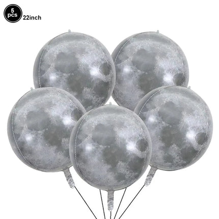 5pcs 22Inch 4D Sphere Outer Space Balloons World Map Galaxy Planet Earth Balloon Space Theme Birthday Decorations World Map Ball