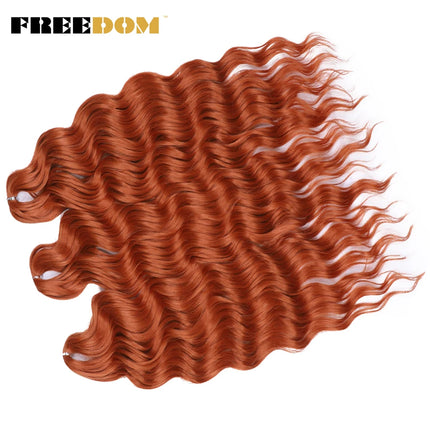FREEDOM Synthetic Braiding Hair Extensions Deep Wavy 24 inch Long Curly Braids Hair Ombre Brown Rainbow Twist Crochet Hair