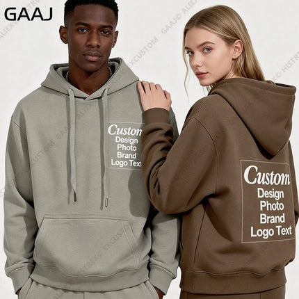 High Quality Custom Hoodie Cotton Sweatshirt Print Embroidery Brand Logo Text Photo Design Men Women Famliy Team Clothing 300g