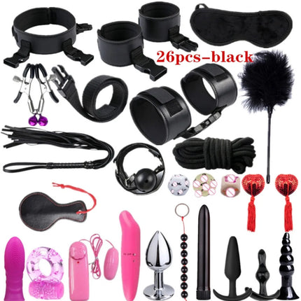 Sexy BDSM Leather Plush Bundle Set, Exotic Sex Toy, Gear Collar, Hip, Oral Erotic Bundle, Eye Mask, Whipping Nipple Clip