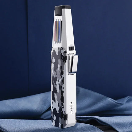 JOBON Metal Outdoor Windproof Turbine Torch Strong Fire Power Blue Flame Straight Butane Gas Lighter Gas Kitchen BBQ Welding