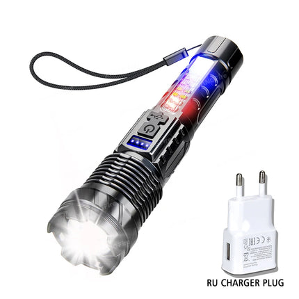 Portable Rechargeable LED COB Flashlight with Clip Super Bright Telescopic zoom Handheld Work Flashlight For Outdoor Camping